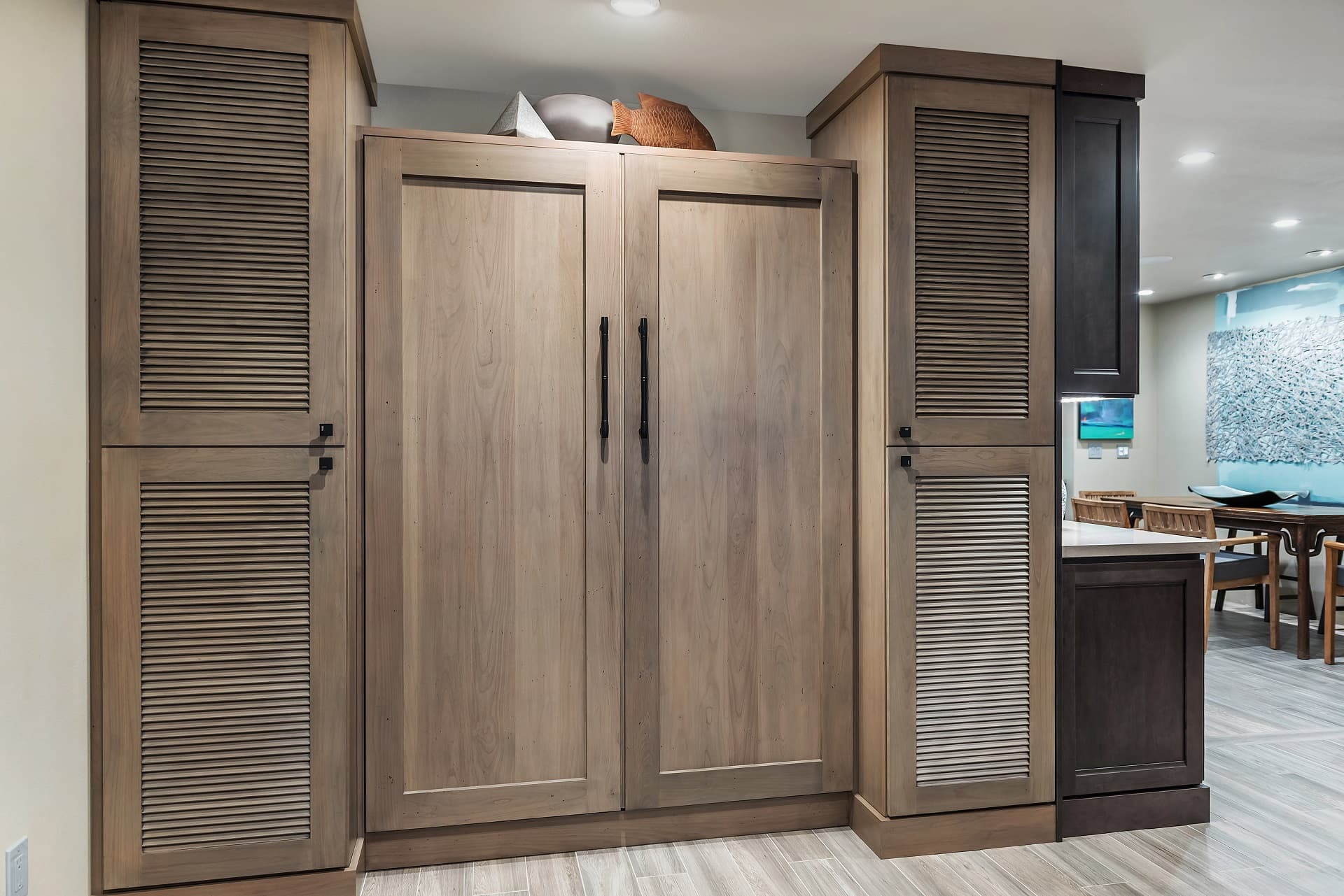 Greyish Stained Murphy Bed Cabinetry