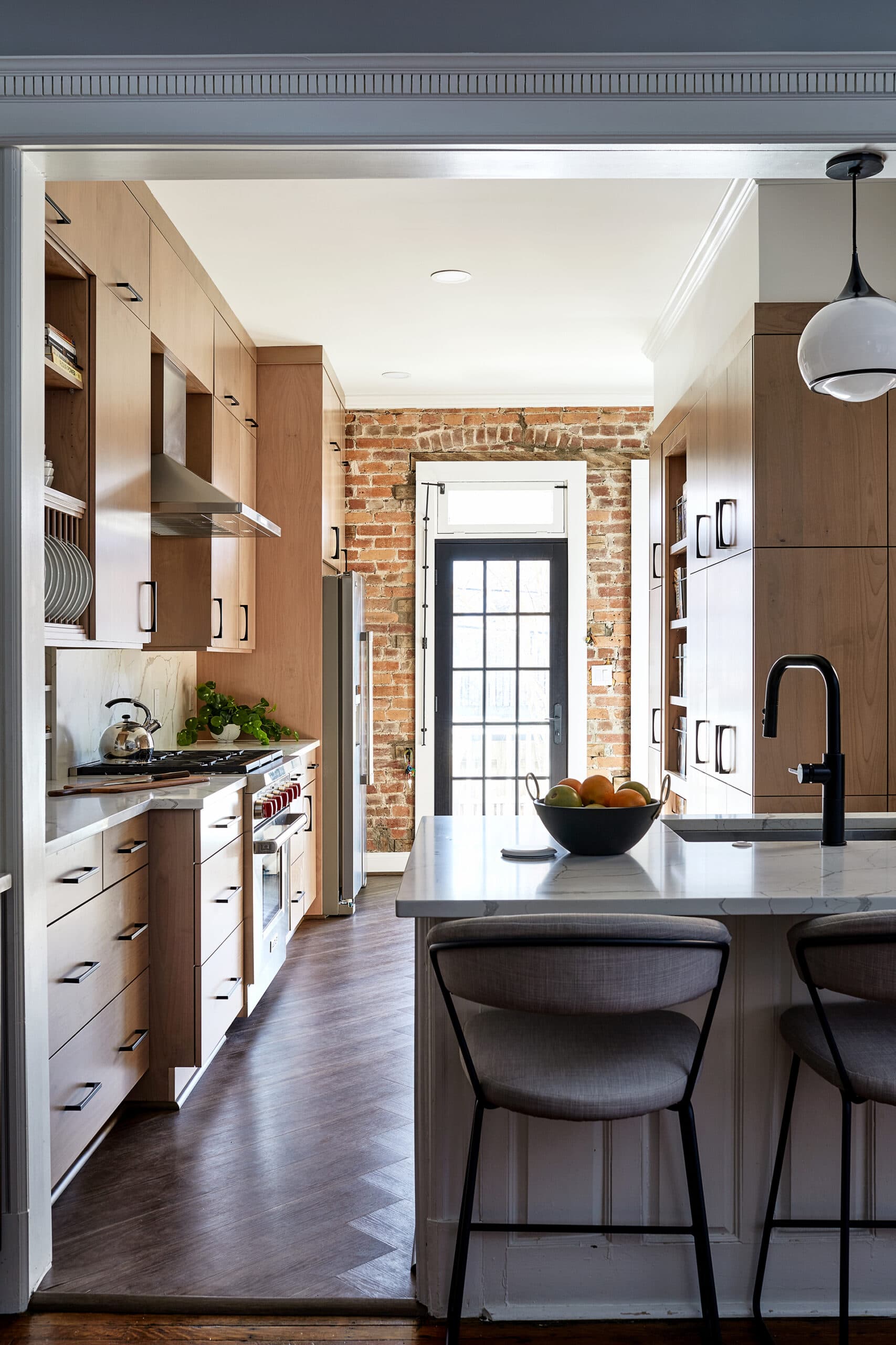 Transitional Slab Door Alder Kitchen